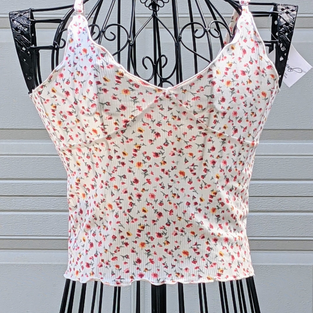 Floral Print Lettuce-Edge Cami